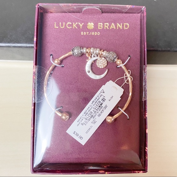 Lucky Brand Cuff Bracelet Crystal Moon & ⭐️ Charms - Picture 6 of 6